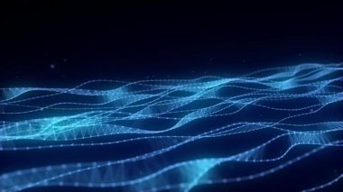 Spiral DNA 'lı soyut bir arkaplan. Tıbbi ve kalıtsal genetik sağlık konsepti. Mavi noktalı ve çizgili dalgalar. Gen hücresini kavrıyor. Teknoloji bilimi. Genom fütüristik imajı. 3B görüntüleme.