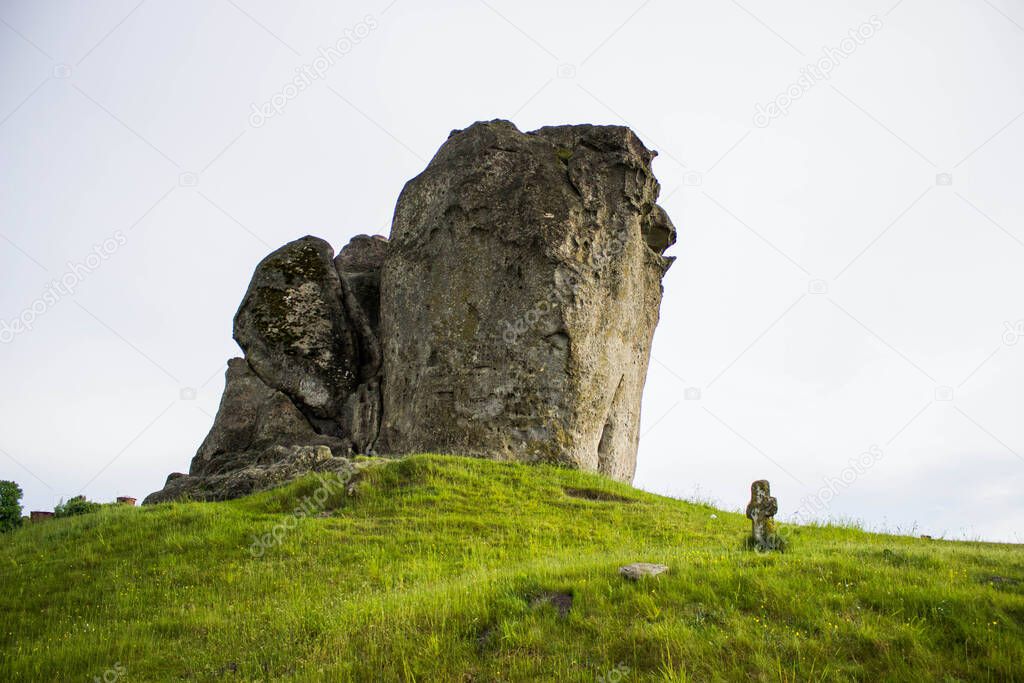 Huge Stone Standing Alone on the Hill