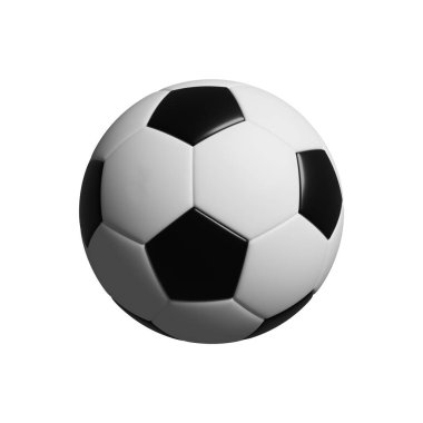 Beyaz ve siyah bir futbol topu. Top yuvarlaktır ve siyah beyaz çizgileri vardır.