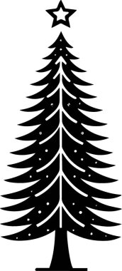 Çizgi Çizim Olarak Tebrik Kartı Tasarımı için Modern Tatil Evergreen Tree Grafiği