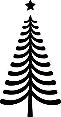 Çizgi Çizimi olarak Bayram Teması için Asgari Tatil Evergreen Tree SembolüName