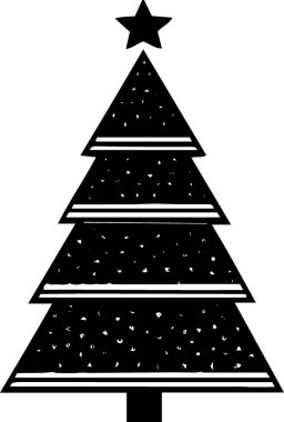 Vintage Stili Yılbaşı Kutlaması için Vintage Noel Ağacı Çizimi