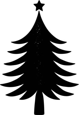 Monokrom Sanatında Eskitilmiş Tatil Ağacı Sembolü