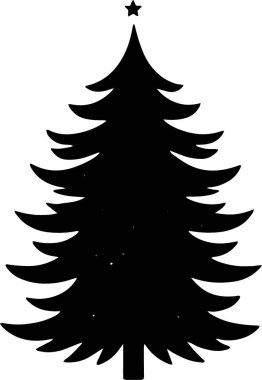 Tuhaf Evergreen Noel Ağacı Beyaz Arkaplan Dijital Sanat Sembolü