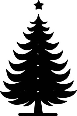 Dekoratif element olarak Web Sitesi Afişi için Temiz Çam Ağacı Çizimi