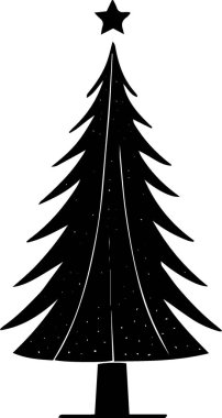 Düz Vektörde Yazdırma Tasarımı İçin Kalın Evergreen Noel Ağacı Logosu