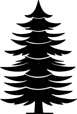 Basit Siluet ile Temiz Mevsimlik Tatil Ağacı Taslağı