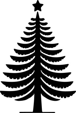 Çizgi Çizimi Olarak Dijital Sanat için Çağdaş Kış Spruce Ağacı Sembolü