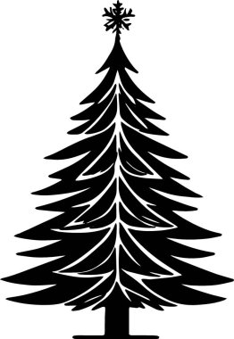Basit Siluet ile Dijital Sanatsal Çalışmalar İçin Yaratıcı Festive Festive Festive Fife Tree Çizimi