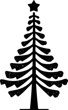 Çizgi Olarak Mevsimsel Markalaşma için Çağdaş Kış Ağacı Simgesi