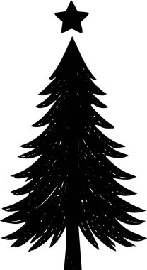 Temiz Çizgileri olan Mevsimsel Markalaşma için Dekoratif Tatil Evergreen Tree Grafiği