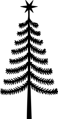 Basit Siluetli Tebrik Kartı Tasarımı için Ayrıntılı Tatil Evergreen Ağacı Silueti