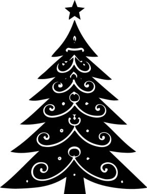 Düz Vektör ile Tatil Teması İçin Geometrik Çam Ağacı Özeti