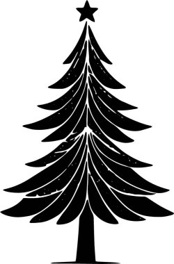 Modern Taslakta Yılbaşı Arkaplanı için Geometrik Yeni Yıl Çam Ağacı Simgesi