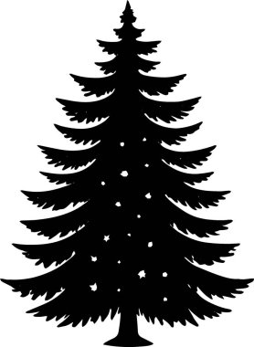 Tek Renkli Sanatta Tatil Teması İçin Geometrik Yeni Yıl Çam Ağacı İllüstrasyonu