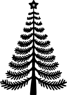 Vintage Kart Tasarımı için Geometrik Mevsimlik Tatil Ağacı Simgesi