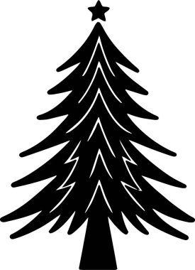 Modern Tasarımda Yazdırma için El Çizimi Evergreen Noel Ağacı Çizimi