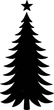 Yeni Yıl Kutlaması için Evergreen Noel Ağacı Vektörü Şık Şekilde El Çizimi