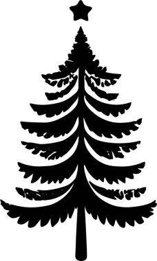 El Çizimi Yeni Yıl Çam Ağacı Logosu Kutlama Kartı Tasarımı Sanatsal Konferansı
