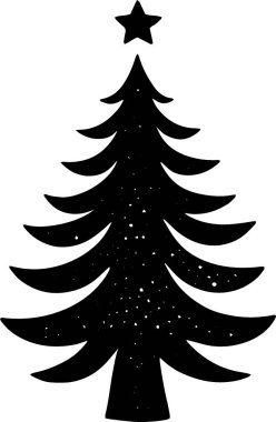 Düz Vektörde Hediye Etiketi İçin El Çizimi Mevsimlik Tatil Ağacı Logosu