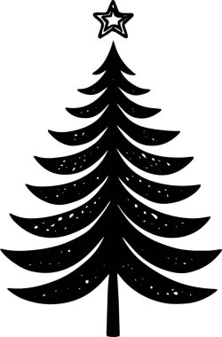 Antika Biçimli Tatil Teması için El Çizimi Mevsimlik Tatil Ağacı Logosu