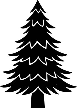 Tek Renkli Sanatta El Çizimi Tatil Ağacı Sembolü