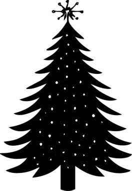 El Çizimi Kış Spruce Ağacı Yazdırma Simgesi Klasik Tasarım