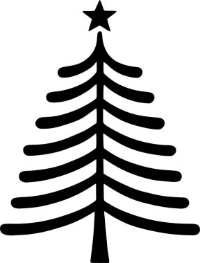 Monokrom Sanatında Hediye Etiketi İçin Asgari Noel Ağacı Özeti