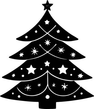 Temiz Çizgileri olan Yazdırma Tasarımı için Asgari Evergreen Noel Ağacı Grafiği