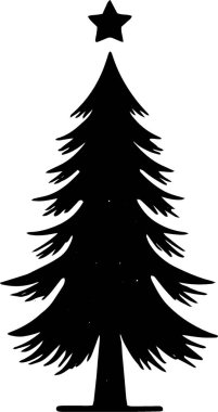 Beyaz Arkaplanda Yazdırma Tasarımı İçin Asgari Festif Fidan Ağacı Silueti