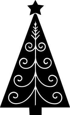 Asgari Baskı Tasarımı için Asgari Tatil Evergreen Ağacı Çizimi