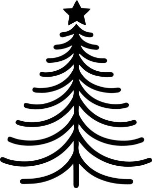 Simple Siluet ile Mevsimsel Damgalama için Asgari Tatil Evergreen Tree Silueti