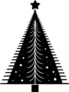 Düz Vektör İşlem Projesi için Asgari Tatil Evergreen Ağaç Vektörü