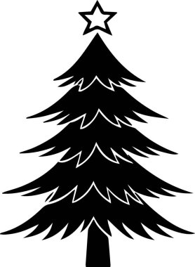 Çizgi Çizgisi Olarak Tatil Posteri için Asgari Çam Ağacı Taslağı