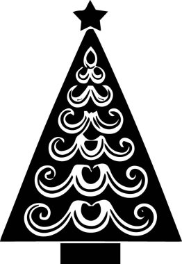 Basit Siluetli Yazdırma Tasarımı için Asgari Tatil Çam Ağacı Sembolü