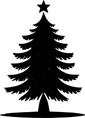Temiz Çizgilerle Yeni Yıl Kutlaması için Minimum Çam Ağacı Simgesi