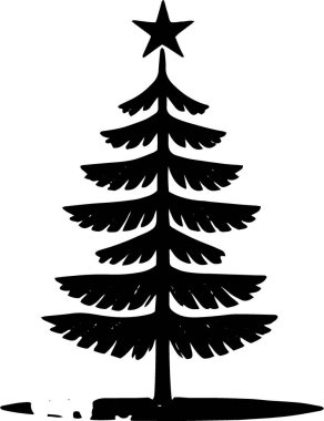 Zarif Şekilde Tatil Teması İçin Asgari Yeni Yıl Çam Ağacı Logosu