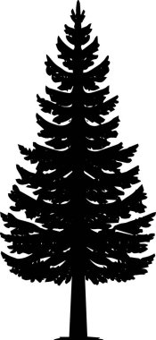 Kış Dekorasyonu için Asgari Mevsimlik Tatil Ağacı Silüeti Çizgi Çizimi