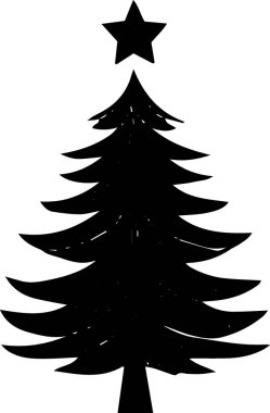 Vintage Tasarımı için Asgari Xmas Ağacı Çizimi