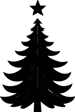 Modern Taslakta Bayram Teması için Asgari Xmas Ağacı Silueti