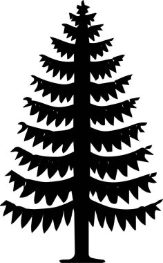 Monokrom Sanatında Mevsimsel Markalaşma için Asgari Xmas Ağacı Vektörü