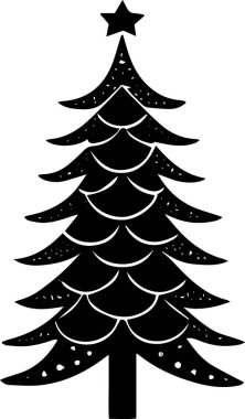 Temiz Çizgilerle Kış Dekorasyonu için Modern Tatil Evergreen Ağaç Vektörü