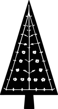 Modern Yeni Yıl Çam Ağacı Taslak Tek Renkli Sanatta Yılbaşı Arkaplanı