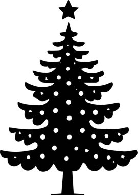 Basit Siluet ile Noel Arkaplanı için Modern Kış Spruce Ağacı Logosu