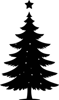 Modern Kış Spruce Ağacı Sanatsal Konferansı Dijital Sanatsal Sanatlar için Siluet