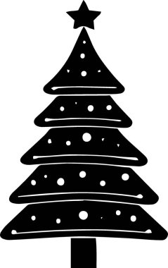 Basit Siluet ile Dijital Sanat için Basit Noel Ağacı Tasarımı