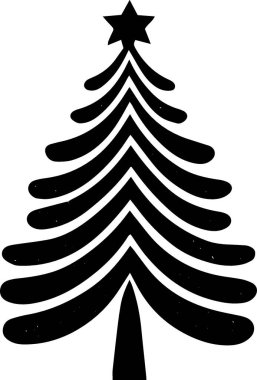 Düz Vektör Kış Dekorasyonu için Basit Noel Ağacı Zirvesi