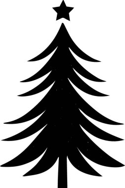 Beyaz Arkaplanda Yazdırma Tasarımı İçin Basit Evergreen Noel Ağacı Tasarımı