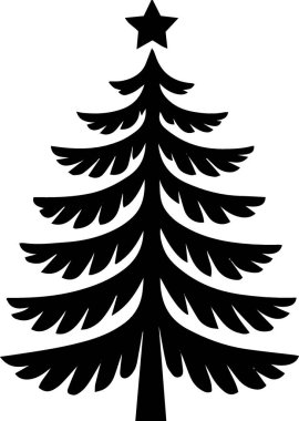 Basit Evergreen Noel Ağacı Düz Vektördeki Dijital Sanatlar Çizimi