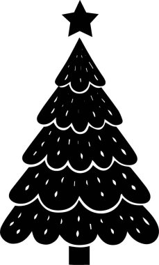 Beyaz Arkaplanda Kış Dekorasyonu İçin Basit Evergreen Noel Ağacı Simgesi